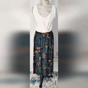 Southern Lady Dark Floral Midi Skirt